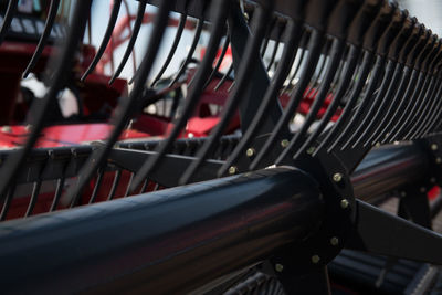 Close-up of combine harvester 