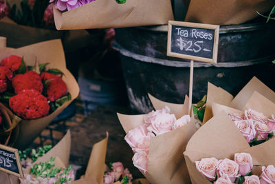 Flower bouquets for sale at market