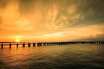 Scenic view of sea at sunset