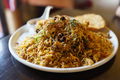 Close-up of food on table