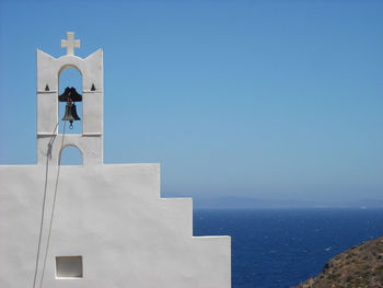 High section of church against clear blue sky