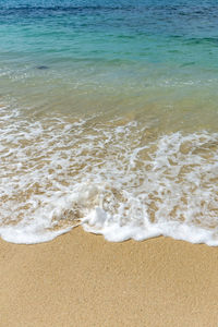 High angle view of surf on beach