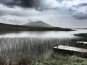 Scenic view of lake against sky