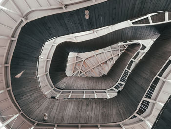 Directly below shot of spiral staircase in building