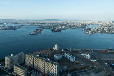 High angle view of buildings in city