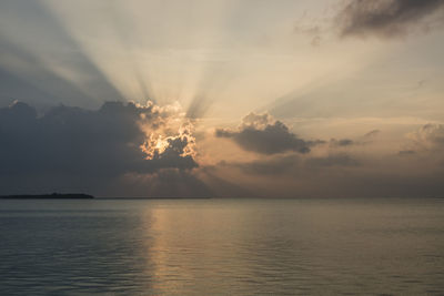 Scenic view of sea against sky at sunset