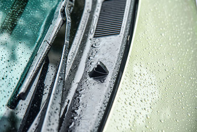 Close-up of wet car window