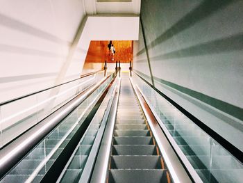 High angle view of escalator in modern building