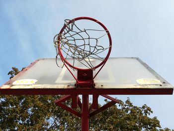 Low angle view of basketball hoop against sky