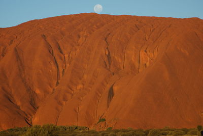 Scenic view of desert against clear sky