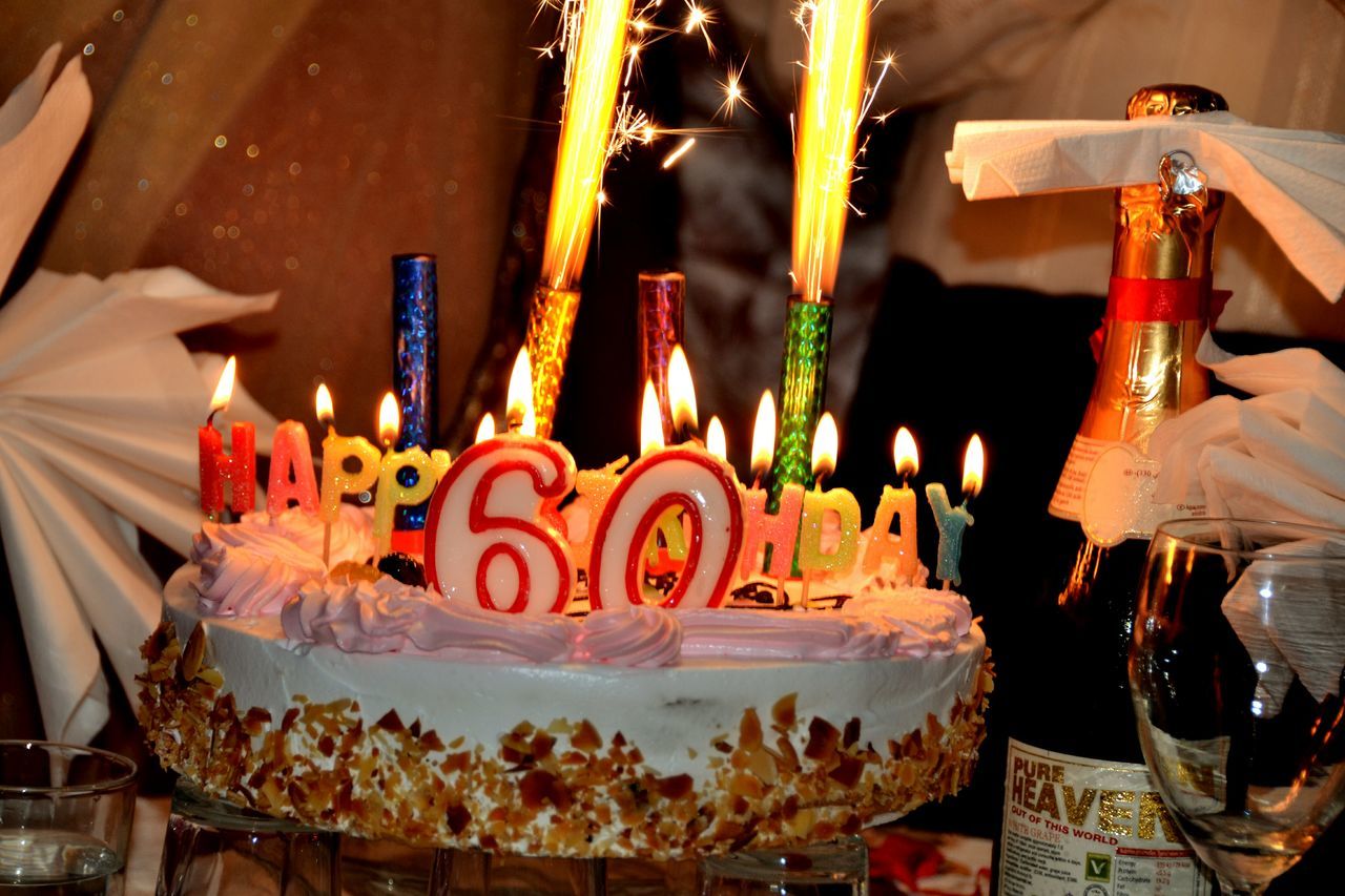 CLOSE-UP OF BIRTHDAY CAKE WITH CANDLES