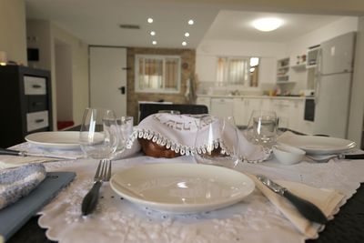 Empty plate on table at home