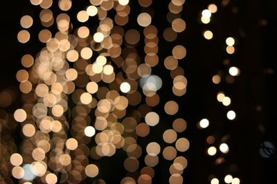 Defocused image of illuminated christmas lights at night