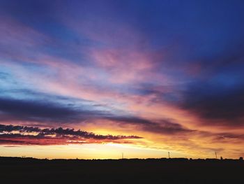 Scenic view of silhouette landscape against sky during sunset