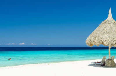 Scenic view of beach against clear sky