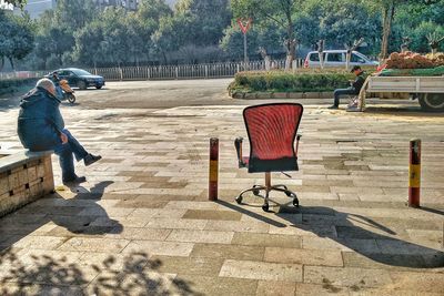 People walking on footpath