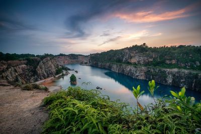 Scenic view of lake against sky