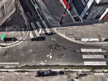 High angle view of cars on road