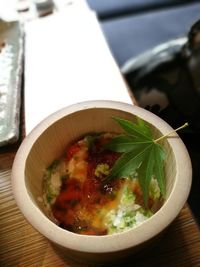 Close-up of soup in bowl