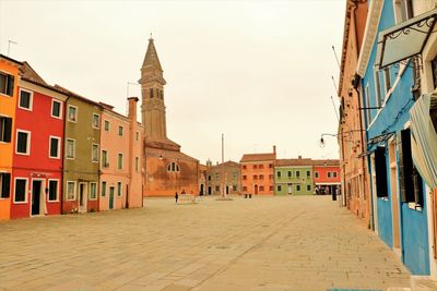 View of buildings against clear sky
