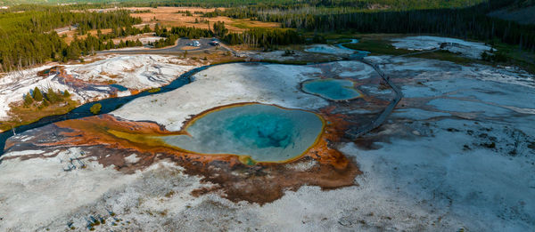 Upper geyser basin of yellowstone national park, wyoming