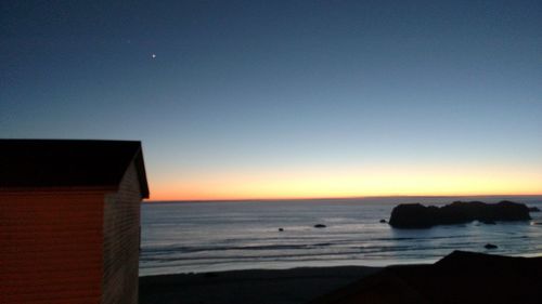 Scenic view of sea against sky at sunset