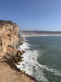 Scenic view of sea against clear sky