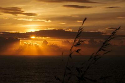 Scenic view of sunset over sea