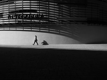 Silhouette men walking on road
