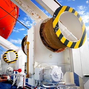 Rope on pulley in ship