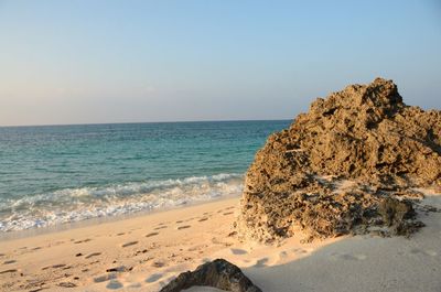 Scenic view of sea against clear sky