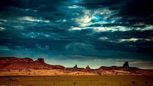 Scenic view of landscape against cloudy sky