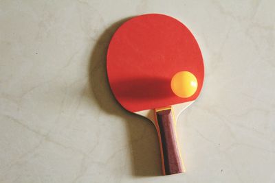 Close-up high angle view of red table