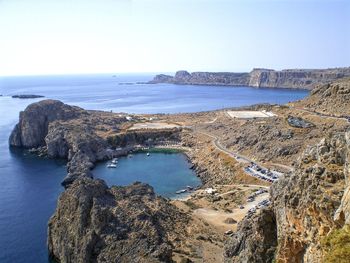 Scenic view of sea against clear sky