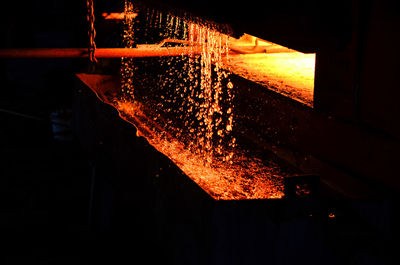 Close-up of illuminated fire at night