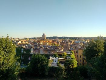 View of town against clear sky