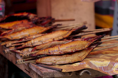 Close-up of fish for sale in market