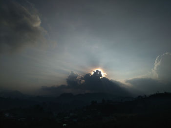 Scenic view of silhouette landscape against sky during sunset