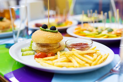 Close-up of food in plate on table