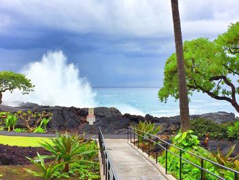 Scenic view of sea against cloudy sky