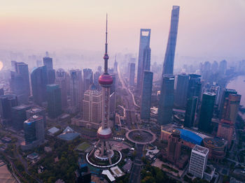 Aerial view of buildings in city