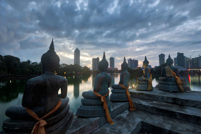 Panoramic view of buildings against sky in city