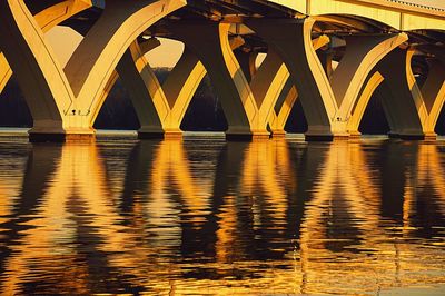 Reflection of bridge in water