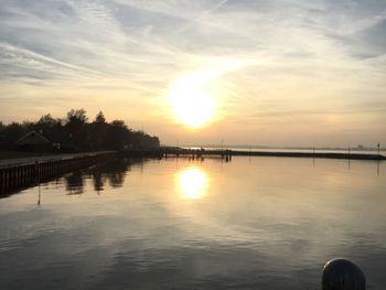 Scenic view of sunset over sea