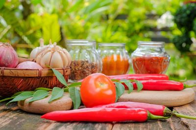 Close-up of vegetables on table