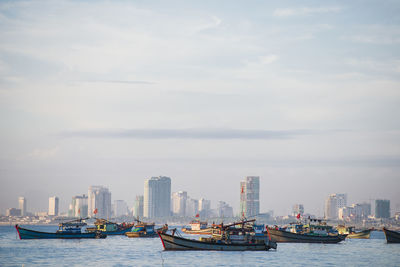 Fishing vessels anchored at the bay of da nang