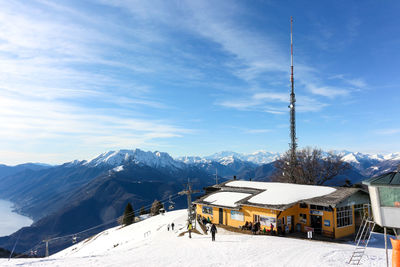 Snow covered mountains against sky