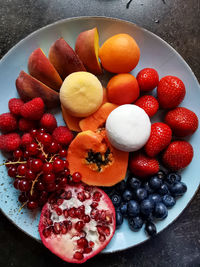 High angle view of dessert in plate