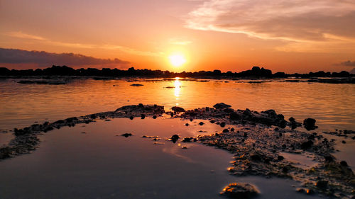 Scenic view of sea against sky during sunset