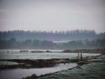 Scenic view of lake against sky